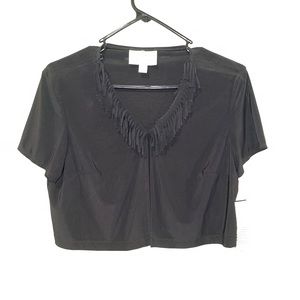 Julian Taylor black crop top with fringe
